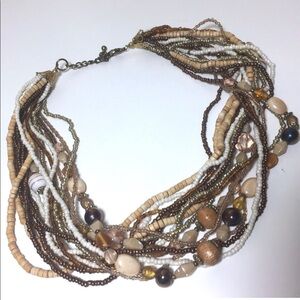 Multi strand Wooden Bead organic style Boho